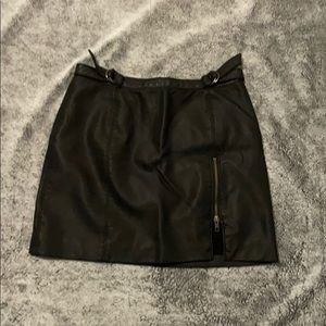 Black free people leather skirt